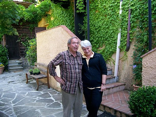 Author and husband at a B and B in Italy