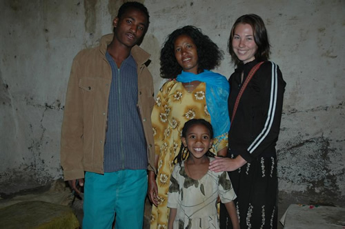 Mekonen's family with author in Ethiopia