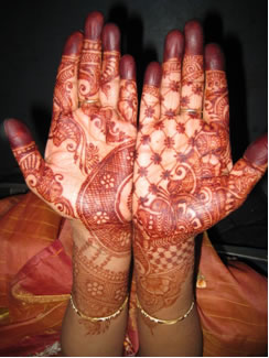Henna-painted hands
