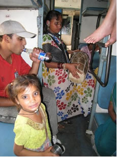 Inside a train in India
