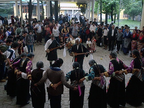 Tibetan exiles dancing in Mcleod Ganj.