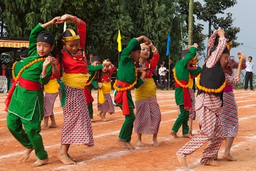 Children dancing in Himalayan town