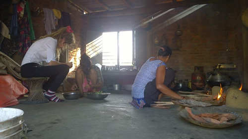 Chitwan festival preparation with women