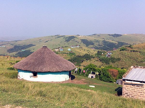 Zulu huts on hills in South Africa