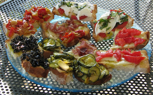 Local foods made into a Bruscetta