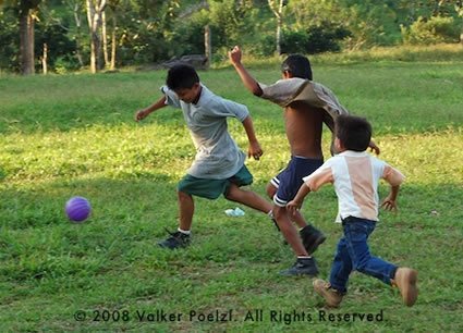 Soccer with Mayan children, their favorite game.