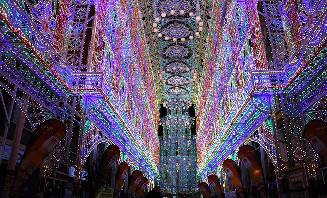 An light installation at the spring festival in Valencia, Spain