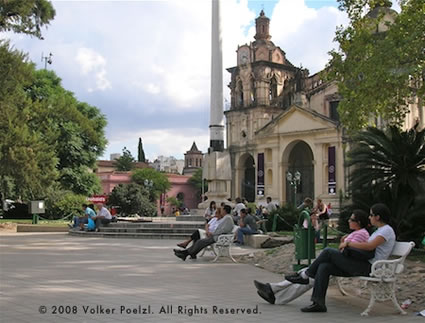 Cordoba, Argentina city people on park benches is a good photo subject.