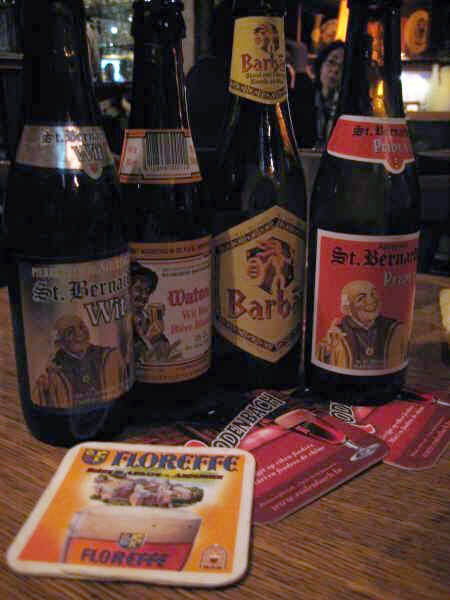 Beers and labels in Bruges, Belgium