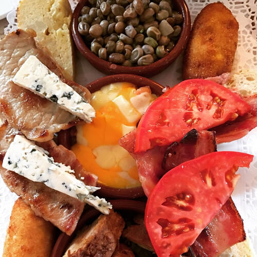 A plate of assorted tapas