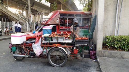 A food cart in Thailand where locals eat