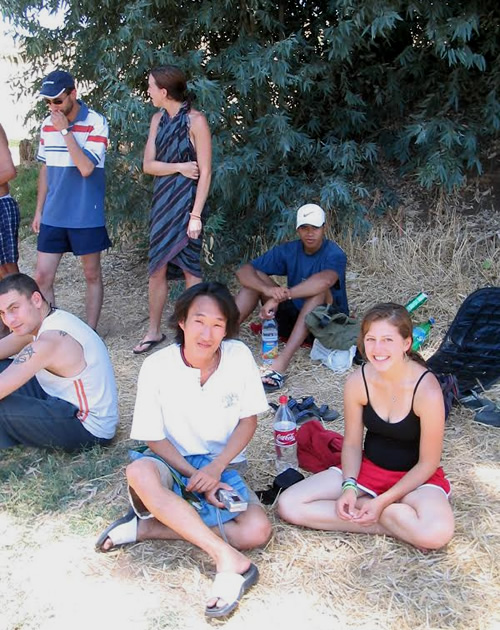 Volunteers resting at a Kibbutz
