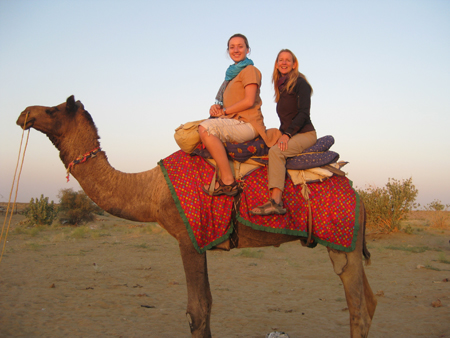 Women on camel in India