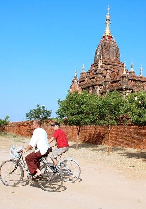 Jan joining our group on bike in Bagan