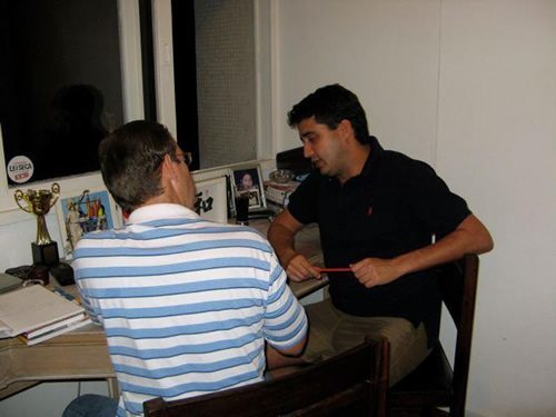 Man on a job teaching English in Brazil.