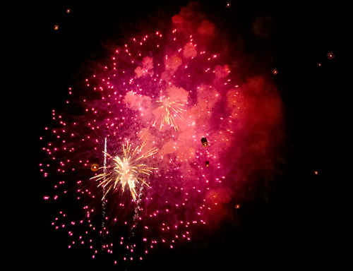 Fireworks during Loy Krathong Festival in November.