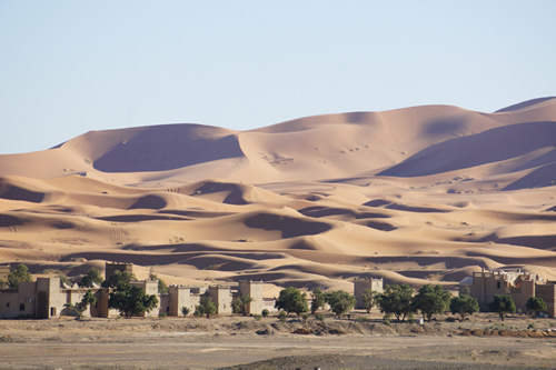 Casbahs tucked at the edge of the Sahara in Merzouga.