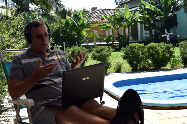 John teaching English online in Colombia