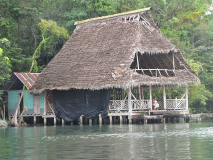 Thatch-roofed huts in Guatemala