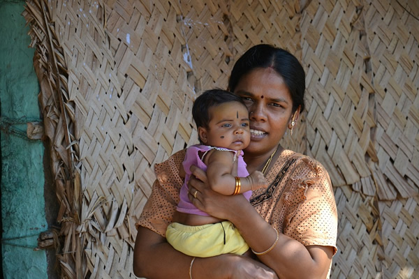 Woman and child in India.