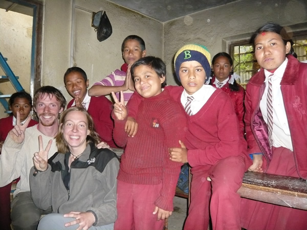 Volunteer teaching English in Nepal