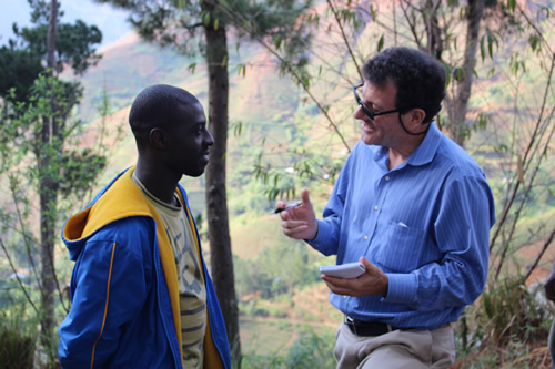 Nicholas Krystof intervewing in Haiti.