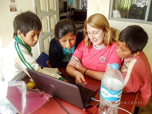 Teaching entralled children while with Biblioworks in Bolivia