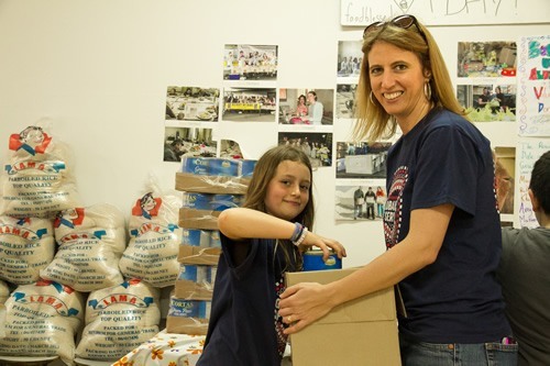 Author volunteering in Lebanon with her daughter