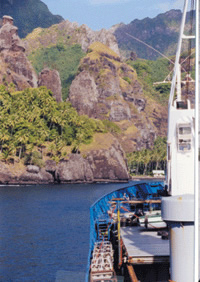 Cargo ship Aranai in the Marquesas