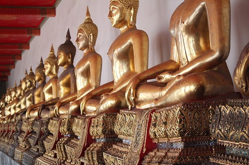 Buddhist altar in Bangkok, Thailand.