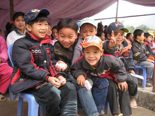 Vietnam school boys learning