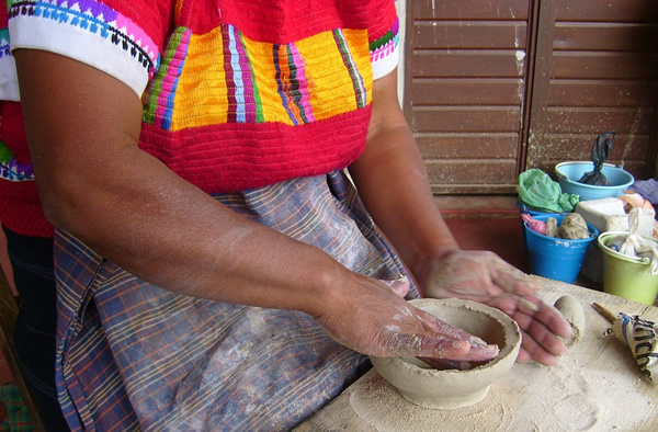 Traditional pottery made in Chiapas, Mexico.