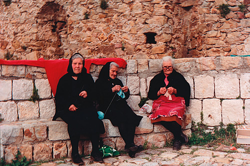 Women crocheting in Ragusa, Sicily