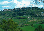 Vista of the hilltop village of Panicale in Tuscany.