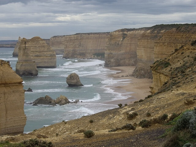 The rocks jutting from the ocean, the 12 Apostles near Melbourne, is another natural wonder in Australia.