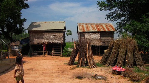 Thatched houses in Cambodia.