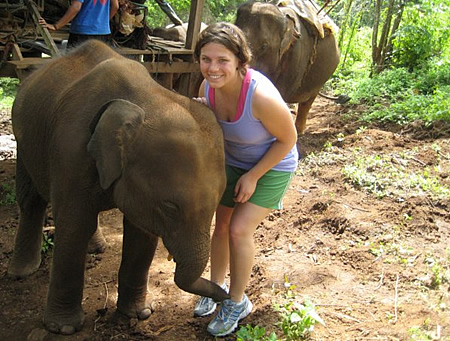 Meeting a baby elephant in Chiang Mai
