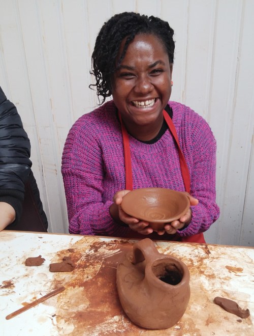 The author in a pottery class Pomaire, Chile