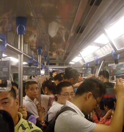 Busy subway in China