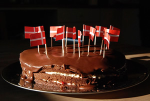 Danish flag on cake.