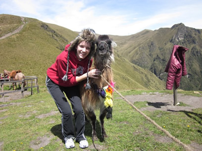 Hanging out with a Llama in Ecuador