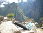 Relaxing at the top of Machu Picchu
