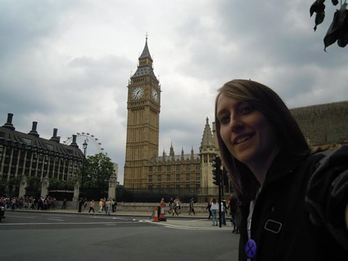 Heather in front of Big Ben in London