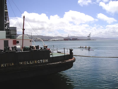 A cargo ship in New Zealand